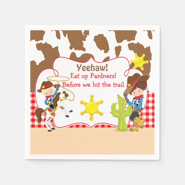 Yeehaw Cowboy Western Birthday Party Napkins (Front)