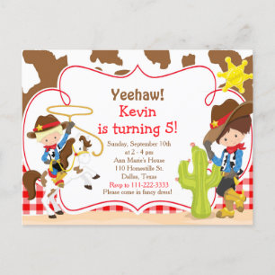 Yeehaw Cowboy Western Birthday Party Postcard