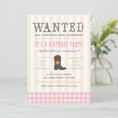 Yeehaw! Cowgirl Birthday Party Invitation (Standing Front)