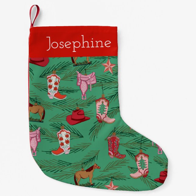 Yeehaw Cowgirl Ornaments Christmas Small Christmas Stocking (Front)
