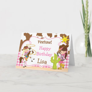Yeehaw Cowgirl Western Birthday Party Card
