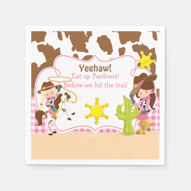 Yeehaw Cowgirl Western Birthday Party Napkins (Front)