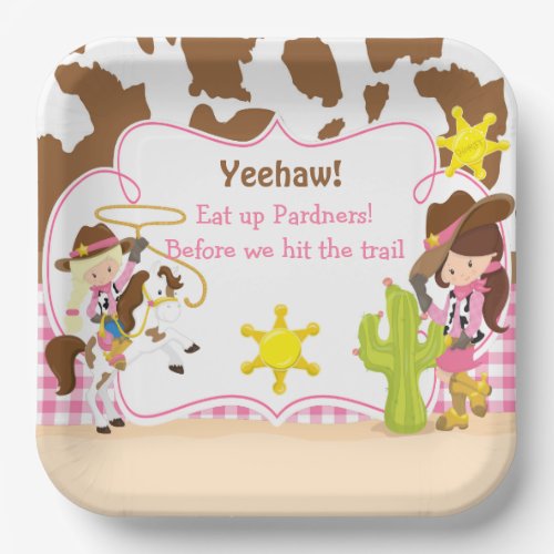 Yeehaw Cowgirl Western Birthday Party Paper Plates