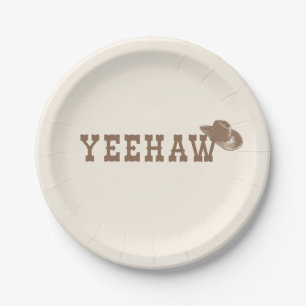 Yeehaw Hat My First Rodeo Birthday Neutral Party Paper Plates