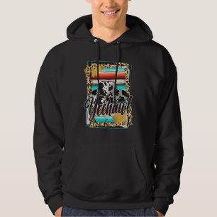 YEEHAW Leopard Cow Pattern Print Serape Rodeo 1 Hoodie