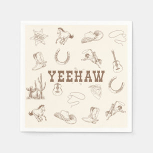 Yeehaw My First Rodeo Birthday Party Plate Neutral Napkins