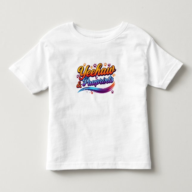 “Yeehaw Pawprints – Cute Western Cowboy Toddler T- T-shirt (Front)