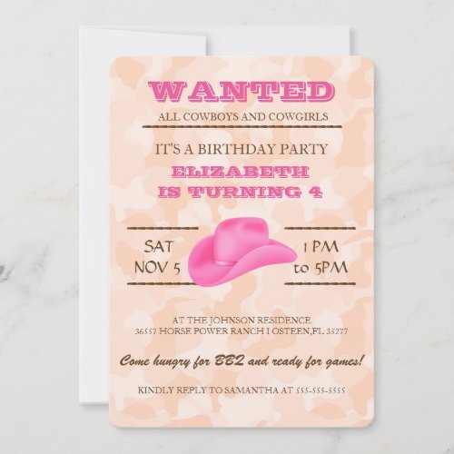 YEEHAW Pink Cowgirl Birthday Party Invitation