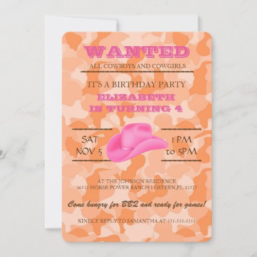 YEEHAW Pink Cowgirl Birthday Party Invitation