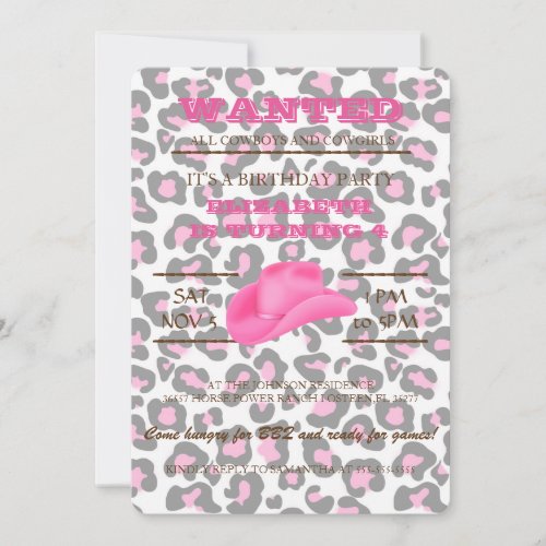 YEEHAW Pink Cowgirl Birthday Party Invitation