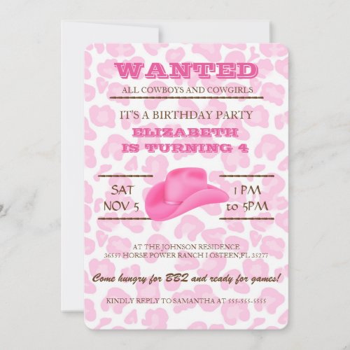 YEEHAW Pink Cowgirl Birthday Party Invitation