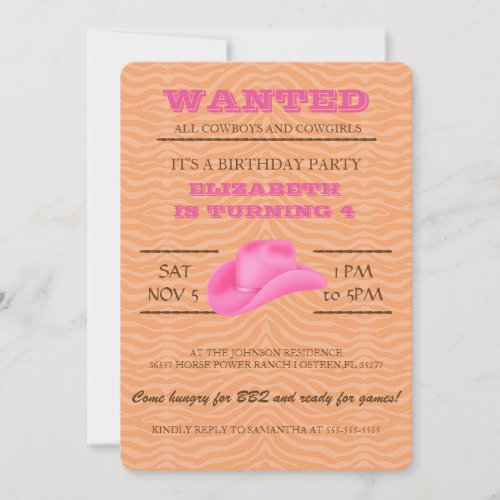 YEEHAW Pink Cowgirl Birthday Party Invitation