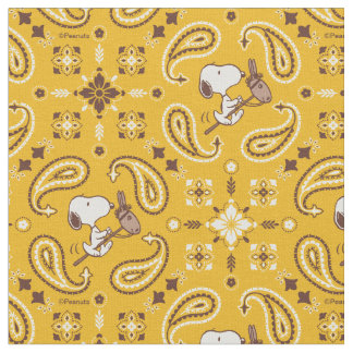 Yeehaw! Snoopy Cowboy Riding Hobby Horse Bandana Fabric