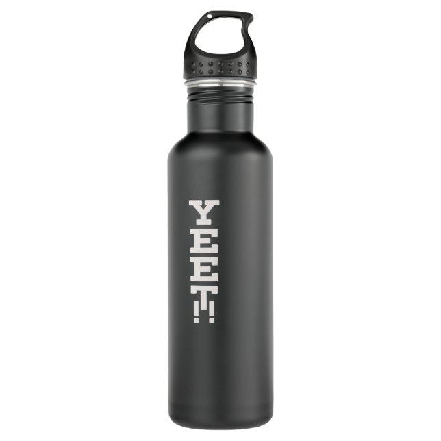 Yeet Logo Minimalist Dark Stainless Steel Water Bottle (Front)