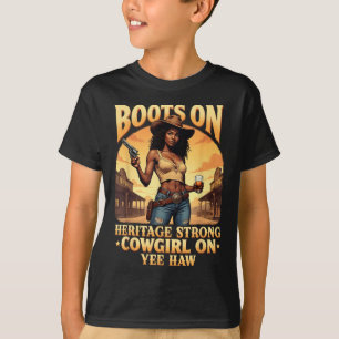 Yehaw Cowgirl On Western Rodeo African American Co T-Shirt