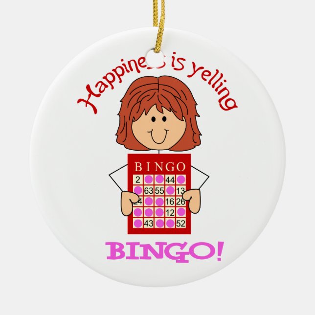 Yelling Bingo Ceramic Ornament (Front)