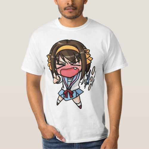 yelling chibi girl anime T_Shirt