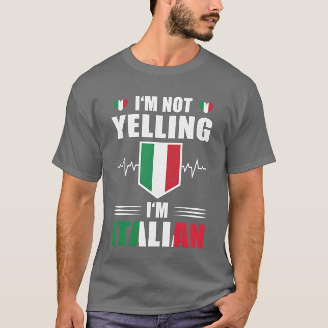 Yelling Italian Heartbeat Italian Flag retro T-Shirt (Front)