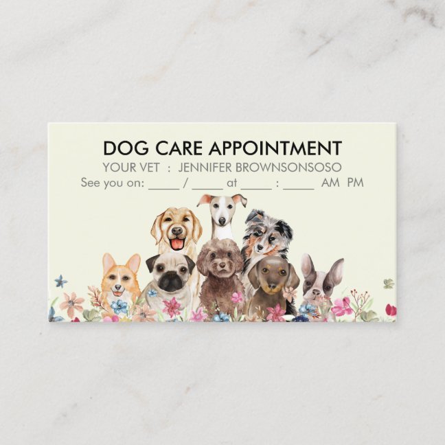 Yelllow Dogs Boho Chic Appointment Business Card