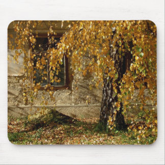 yelllow leaves mouse pad