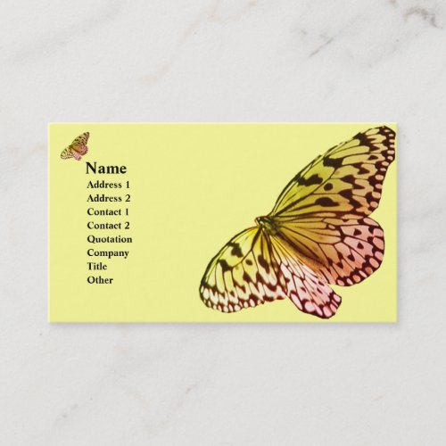 Yelllow Pink Butterfly Business Card