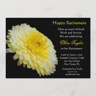 Yello and Black Floral Retirement Party Invitation