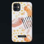 Yello and Orange Abstract Pattern Monogram iPhone 11 Case<br><div class="desc">Customizable abstract iPhone case featuring black,  yellow,  and orange mix pattern. Personalize by adding names or monogram. This contemporary phone case will be perfect as a personalized gift.</div>
