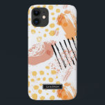 Yello and Orange Abstract Pattern Monogram iPhone 11 Case<br><div class="desc">Customizable abstract iPhone case featuring black,  yellow,  and orange mix pattern. Personalize by adding names or monogram. This contemporary phone case will be perfect as a personalized gift.</div>