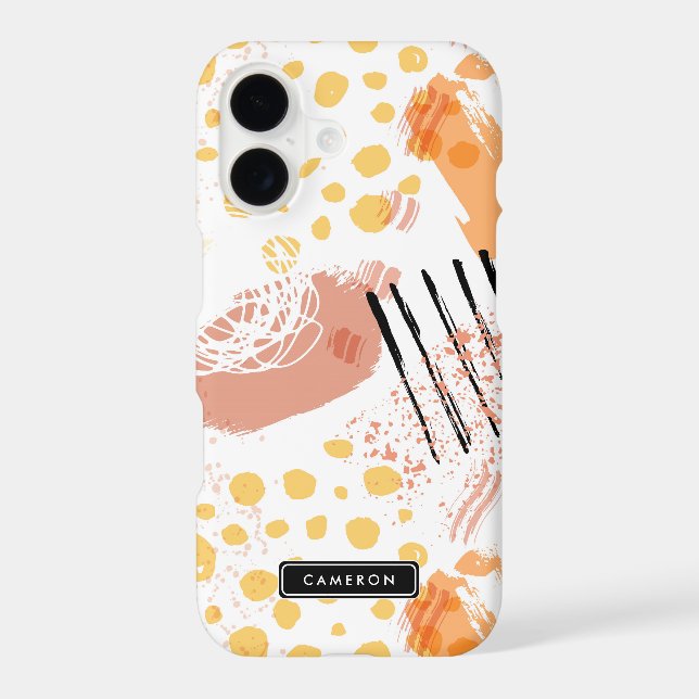 Yello and Orange Abstract Pattern Monogram Iphone Case (Back)