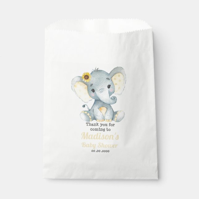 Yello Gray Elephant Favor Bag, Customize your text Bag (Front)