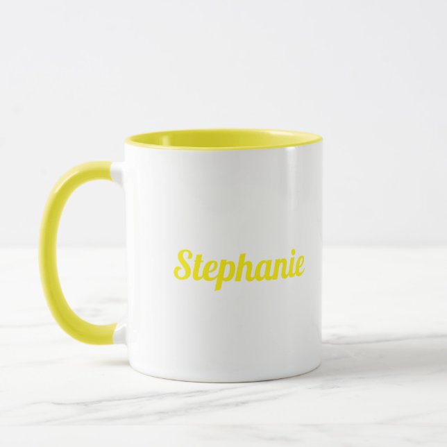 Yello White Elegant Custom Name Gift Party Favor Mug (Left)