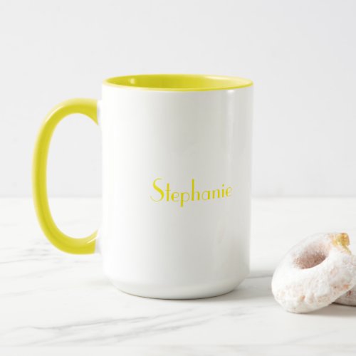 Yello White Elegant Custom Name Mothers Day Gift  Mug
