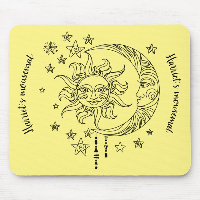 YelloMoon and Stars mousemat - can be personalized Mouse Pad (Front)