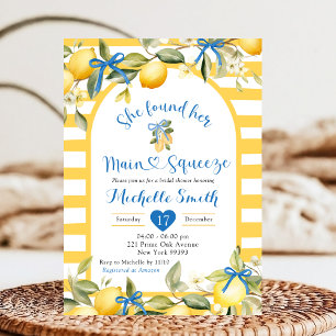 Yellos Blue Lemon Main Squeeze Bridal Shower Invitation