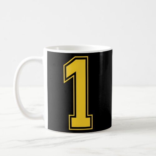 Yellow 1 Number Team Junior Sports Numbered Unifor Coffee Mug