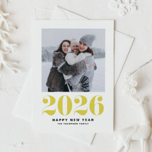 Yellow 2025 Bold Typography New Year Photo Holiday Card