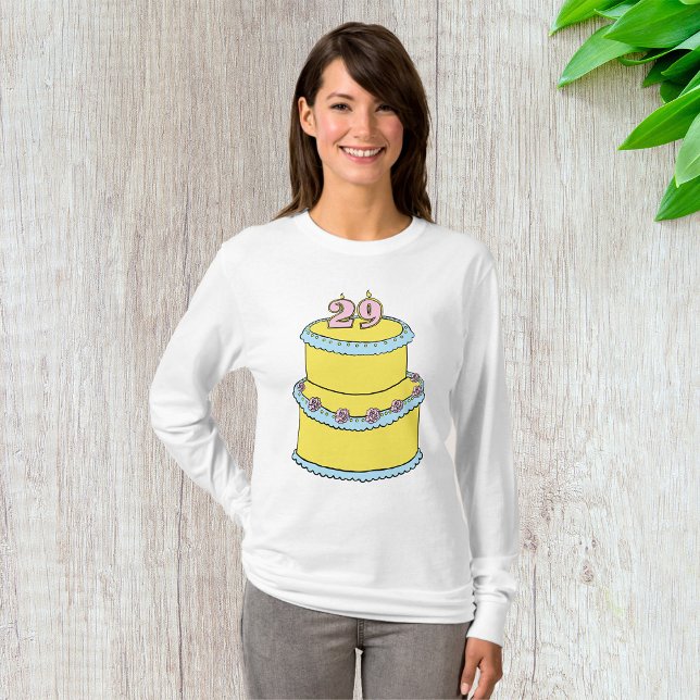 Yellow 29th Birthday Cake with Pink Roses T-Shirt (Creator Uploaded)