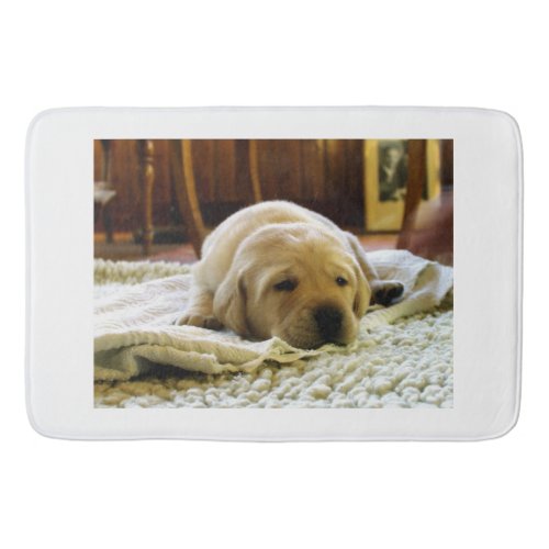 yellow 2 lab puppy bath mat