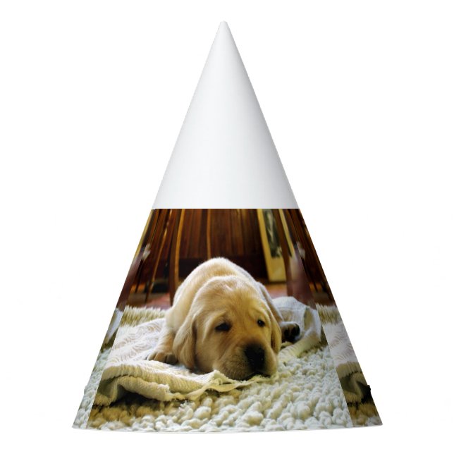 yellow 2 lab puppy party hat (Front)