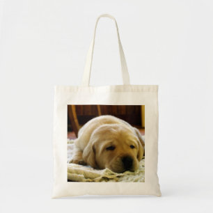 yellow 2 lab puppy tote bag