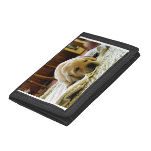 yellow 2 lab puppy trifold wallet