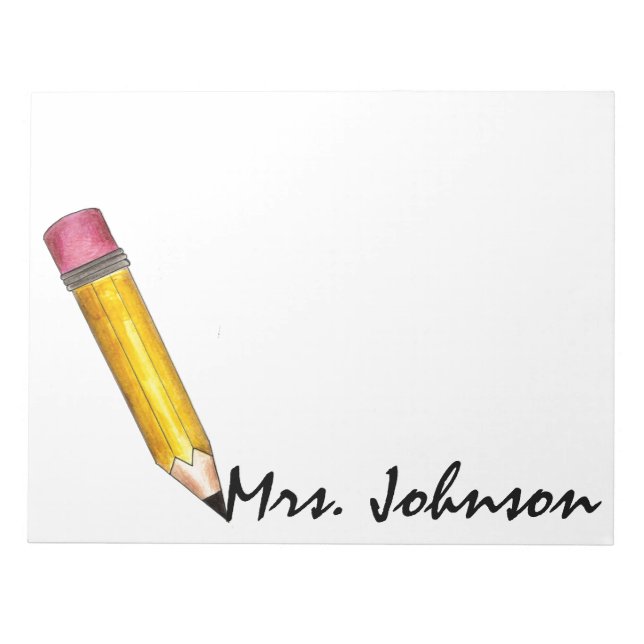 Yellow #2 Pencil Writing English Teacher School Notepad (Front)