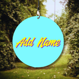 Yellow 3D Indigo Modern Name Funny Electric Blue Wind Chime