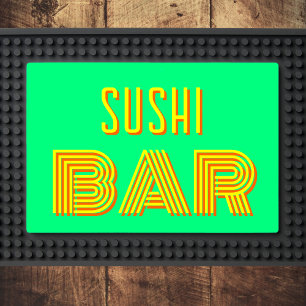 Yellow 3D Orange Modern TEXT Trendy Spring Green Bar Mat