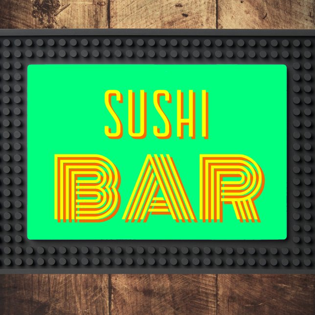 Yellow 3D Orange Modern TEXT Trendy Spring Green Bar Mat (Creator Uploaded)