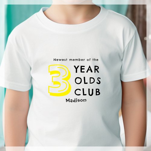 Yellow  3rd Birthday  Personalized Toddler T_shirt