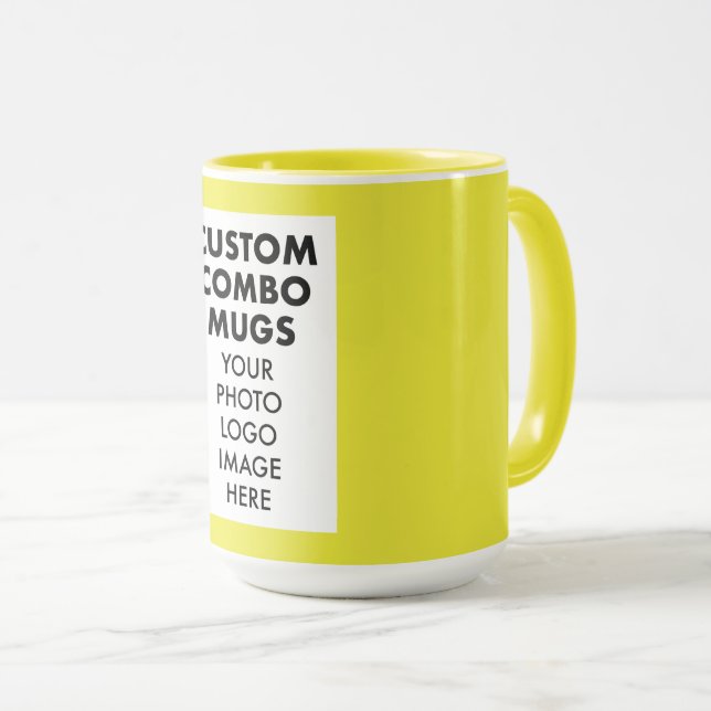 Yellow 4:6 Frame Photo, Logo Large Custom Combo Mug (Front Right)