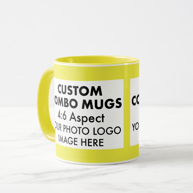 Yellow 4:6 Landscape 2 x Photo Frame Custom Combo Mug (Front Left)