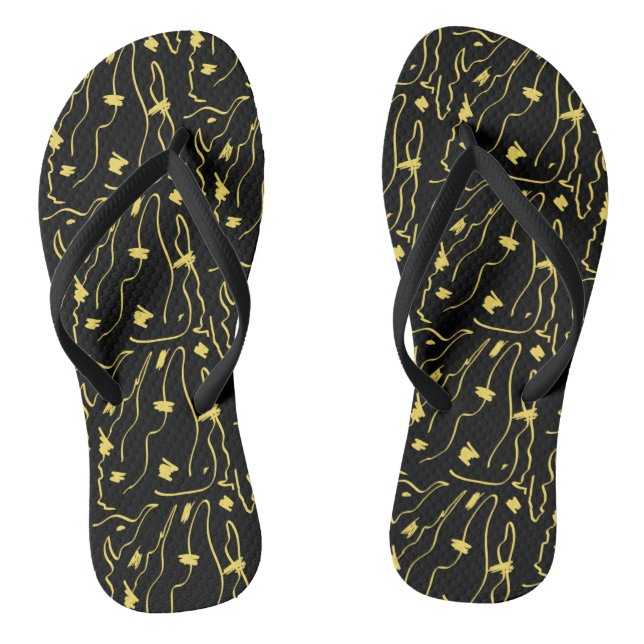 Yellow Abstract Art Pattern Flip Flops (Footbed)