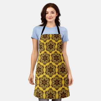 Yellow Abstract Floral Pattern Apron